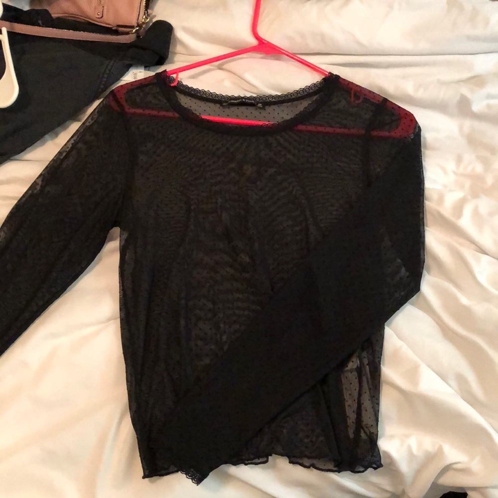 Abercrombie & Fitch mesh polka dot top